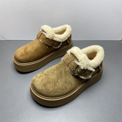 勃肯鞋圆头加厚保暖厚底棉鞋