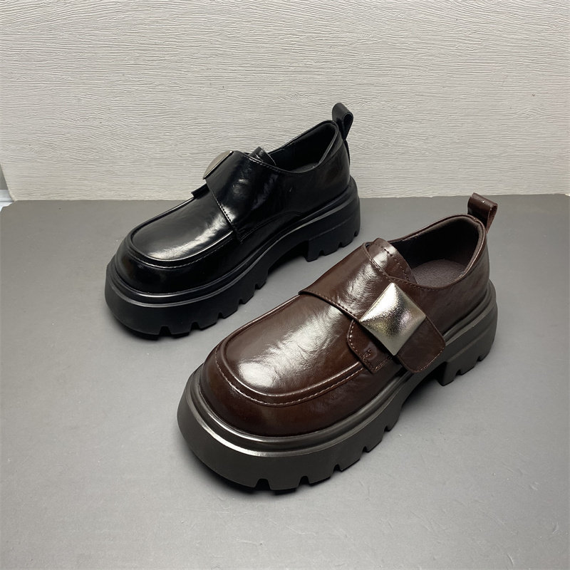 品牌撤柜真皮女鞋2025新款春季圆头中跟厚底增高小皮鞋时尚乐福鞋,女鞋,乐福鞋（豆豆鞋）,淘宝优惠券,粉丝福利购,淘宝优惠卷