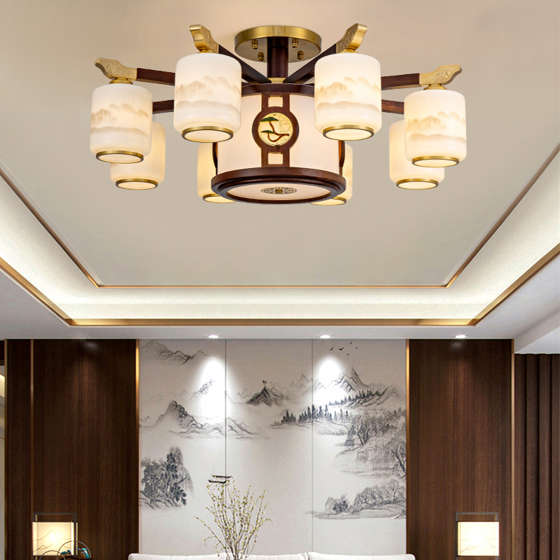 新中式木艺灯客厅主灯吸顶灯吊灯