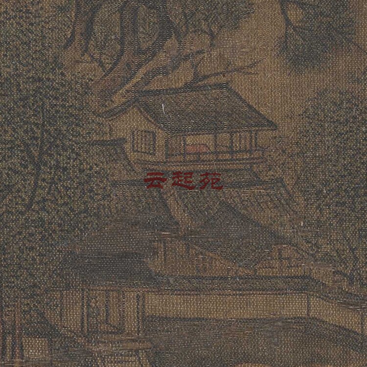 宋佚名水村楼阁图S高清电子图片206M装饰宣传素材