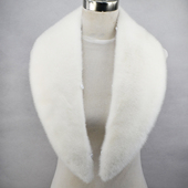 进口白色水貂皮草水貂白色西服领青果岭貂皮毛领子毛领貂毛领子