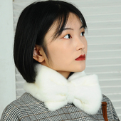 秋冬貂皮围巾水貂毛整皮围脖水貂皮草围巾蝴蝶结款 裘皮毛围脖