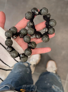 陈太同款早秋推荐超洋气百搭的碳晶灰色手工珠珠发圈头绳发饰手链