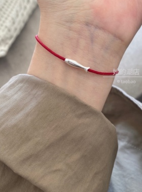 幸运锦鲤s999足银小鱼红绳手链纯手工编制八股编本命年红手绳女