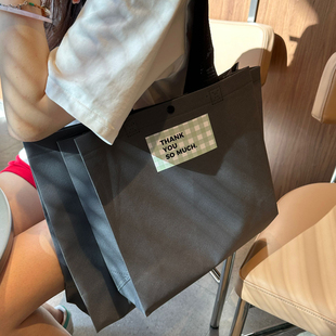 肩背织带手提灰色无纺布手提袋定制服装店袋子购物袋礼品袋手提袋