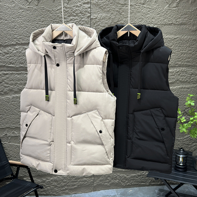 可脱卸帽青少年男孩马甲秋冬季外穿厚款中大童棉马夹初中学生坎肩