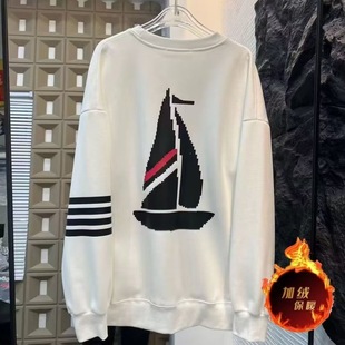 卫衣 学院风后背帆船提花圆领宽松休闲长袖 2025新款 2024秋冬新款