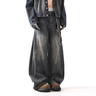 男女潮牌cleanfit香蕉裤 复古做旧弯刀裤 宽松 秋冬新款 2025新款