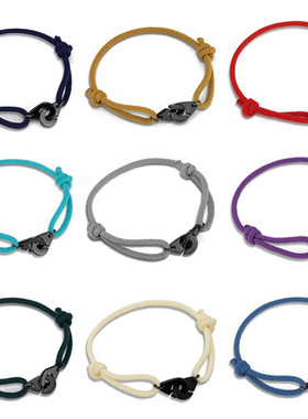 2025新款ins跨境爆款黑色手铐手绳可调节米兰绳情侣简约百搭手链