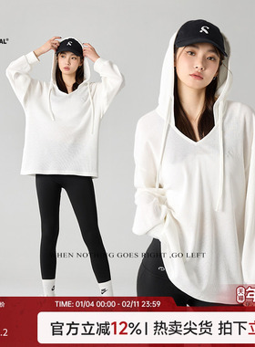 Turn Signal潮牌长袖T恤女2025新款宽松休闲连帽防晒罩衫运动上衣