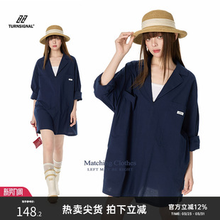 休闲时尚 2026新款 气质V领裙子 领连衣裙女夏季 TurnSignal宽松西装