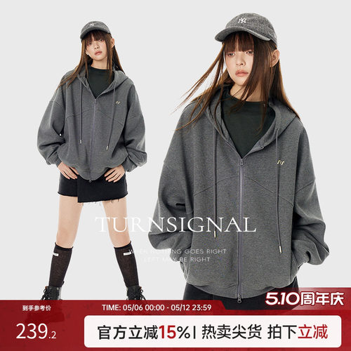 TurnSignal开衫连帽卫衣外套女