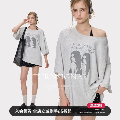 TurnSignal落肩印花短袖T恤女