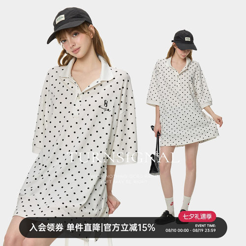 TurnSignal时尚波点短袖POLO衫女