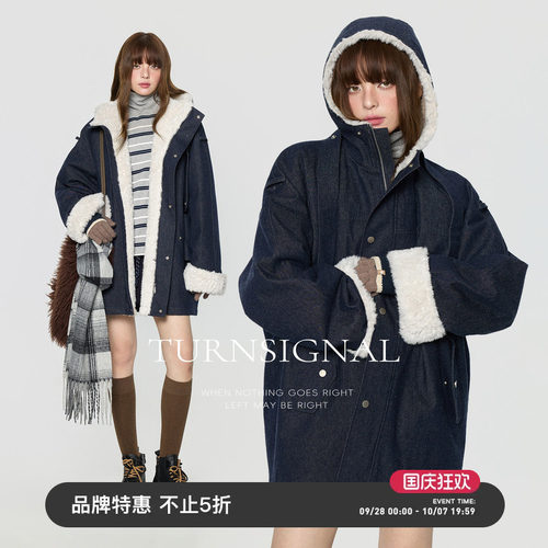 TurnSignal长款连帽加绒外套