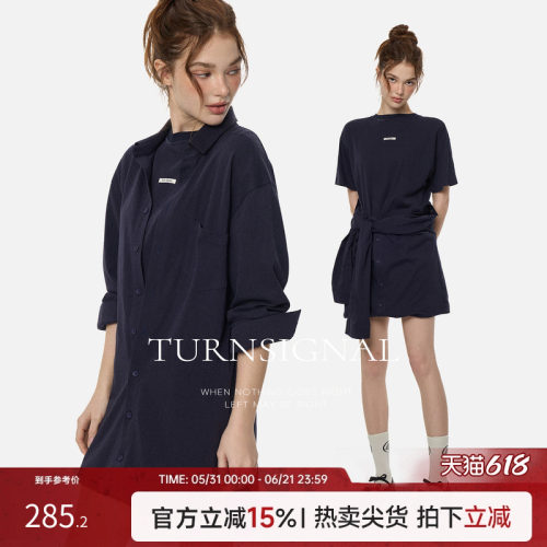 TurnSignal假两件长袖T恤女