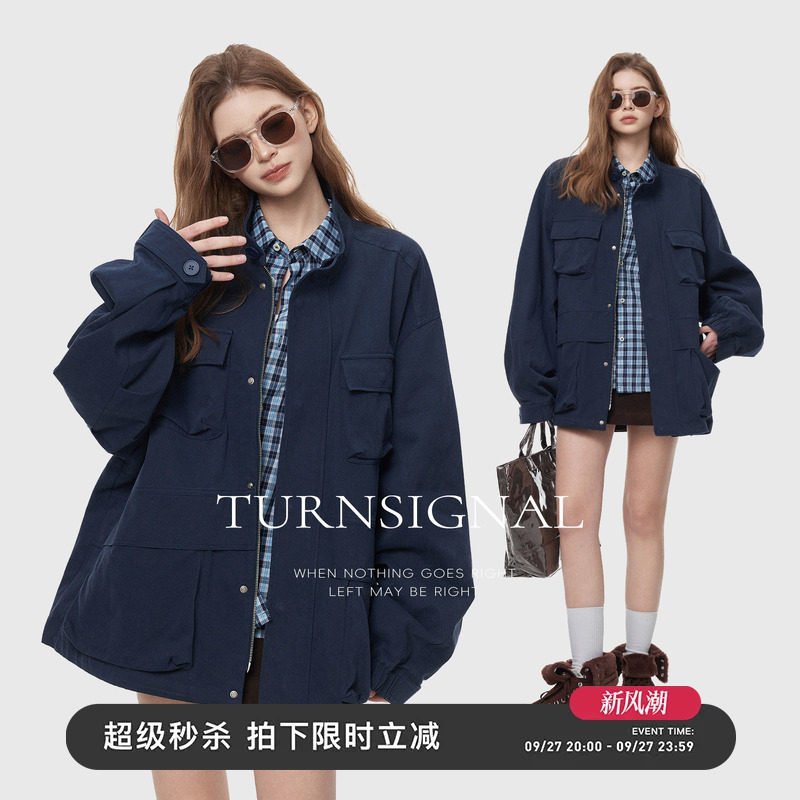 TurnSignal时尚立领工装外套女图片