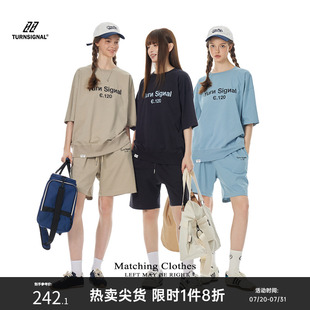 休閑運(yùn)動(dòng)套裝 Turn 兩件套女夏2025新款 夏季 Signal潮牌純棉T恤短褲
