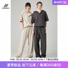 Turn Signal潮牌休闲运动套装女2024新款短袖连帽T恤两件套夏季