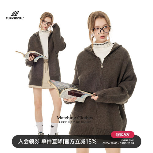 TurnSignal连帽开衫毛衣外套