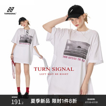 Turnsignal潮牌印花短袖T恤裙女夏季2025新款休闲宽松纯棉连衣裙