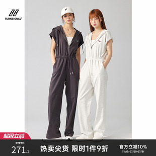 女夏季 2025新款 Signal潮牌休閑運(yùn)動(dòng)短袖 收腰闊腿長(zhǎng)褲 連體褲 Turn