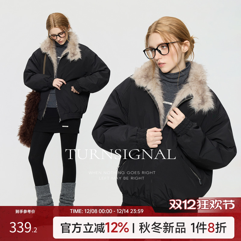 TurnSignal毛绒领棉服女