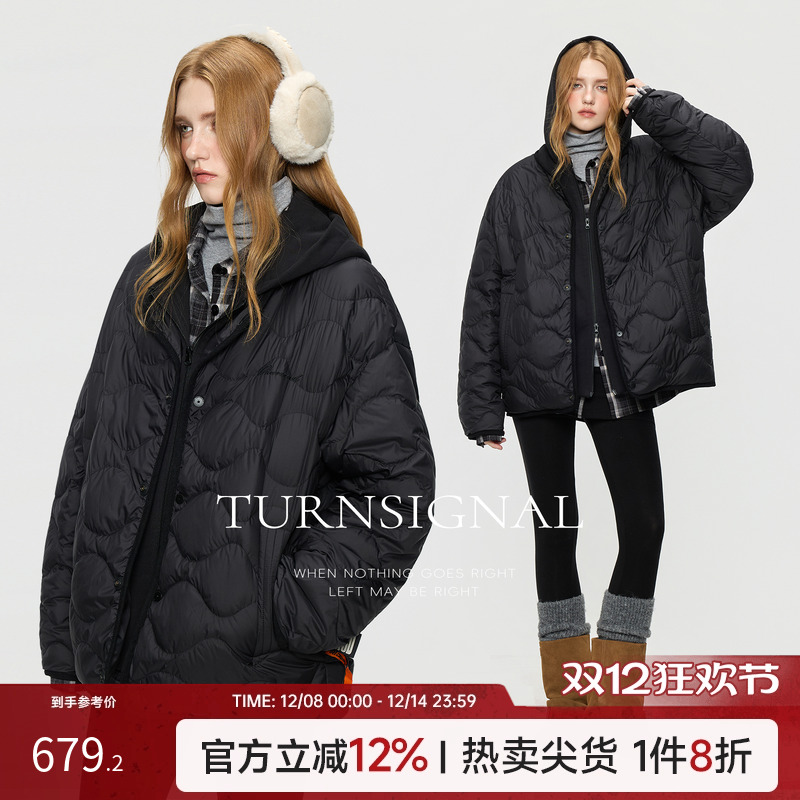 TurnSignal假两件轻薄羽绒服女