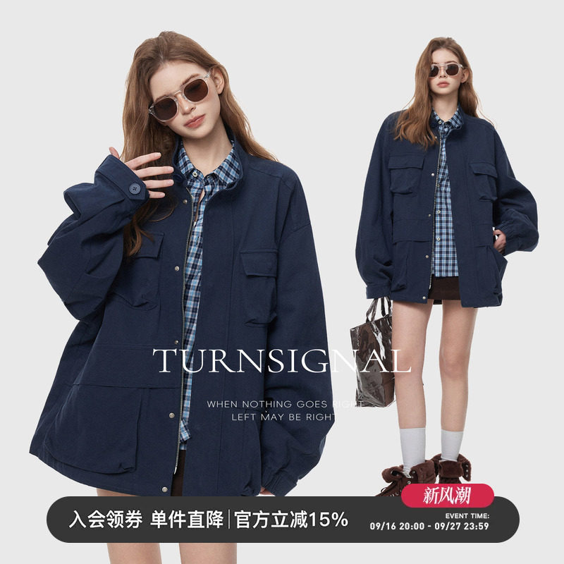 TurnSignal时尚立领工装外套女图片