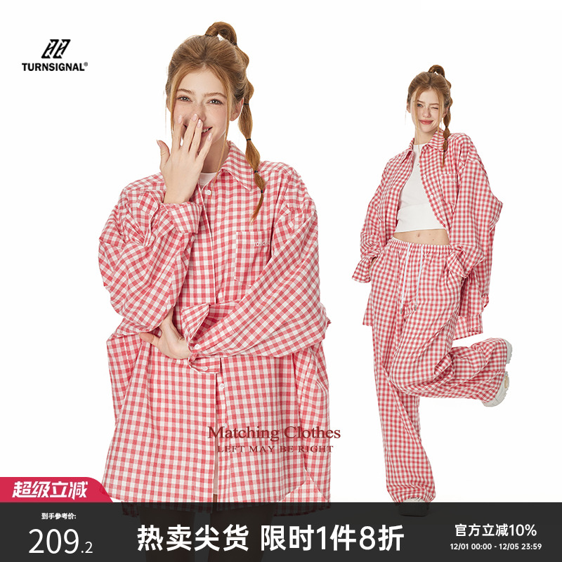 TurnSignal潮牌格子衬衫外套女