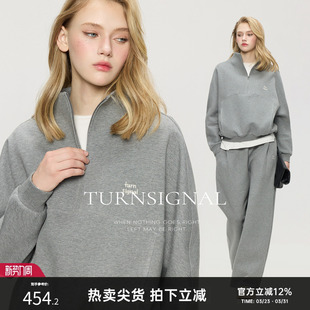 2026新款 女春季 宽松休闲运动两件套 套装 TurnSignal半拉链卫衣长裤