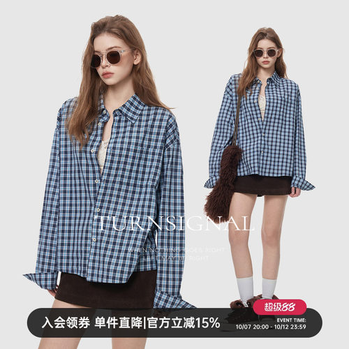 TurnSignal时尚格子衬衫外套女