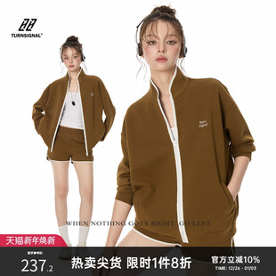 休闲运动套装 时尚 两件套女秋2025新款 TurnSignal针织拉链外套短裤