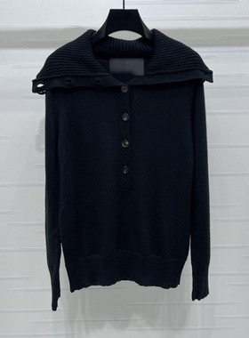 2025秋冬新款翻领单排扣舒适柔软百搭针织衫毛衣