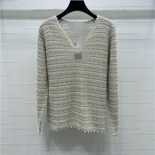 V领舒适柔软钩花宽松百搭针织衫 2025秋季 新款