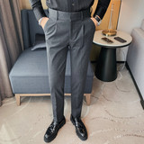 XK511-P88秋冬男士长裤修身正装西装裤子纯色百搭休闲裤黑色，男装西服套装，电商B333