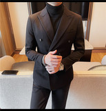 23615-P158双排扣西装男士秋冬新款纯色商务休闲两粒扣西服，男装西服套装，电商B333