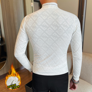 2641-P48 半高领打底衫男士秋冬新款修身弹力内搭长袖T恤图片