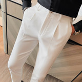 XK032-P78长裤男士休闲裤西裤修身英伦高腰白色裤子，男装西裤，电商B333