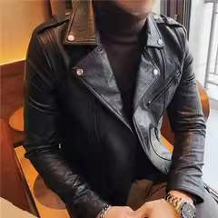 老款继续做JK109-P130秋冬男士修身皮衣韩版型男斜拉链西装领,男装西服套装,电商B333