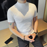 2618-P45男士圆领短袖撒粉T恤春夏新款时尚百搭修身半袖体恤，男装T恤，电商B333