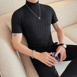 T2402-特P40半高领短袖T恤男士夏季新款薄款修身打底衫，男装T恤，电商B333
