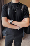 T2406-P48印花小中领短袖打底衫男士夏季新款半袖打底衫，男装T恤，电商B333