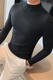 MZ11-特P45半高领毛衣男士秋冬新款韩版修身针织衫中领纯色打底衫，男装T恤，电商B333