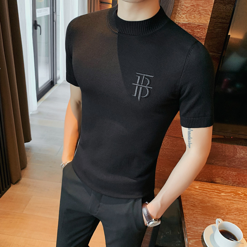 NZ29-P58男士春夏圆领短袖针织衫体恤韩版修身休闲提花T恤,男装T恤,电商B333