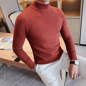 老款继续做M58-P53秋冬男士半高领毛衣韩版修身长袖套头中领纯色图片