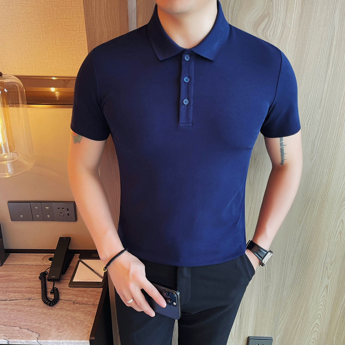 BK8001-P48男士夏季新款时尚百搭休闲翻领短袖POLO衫,男装T恤,电商B333