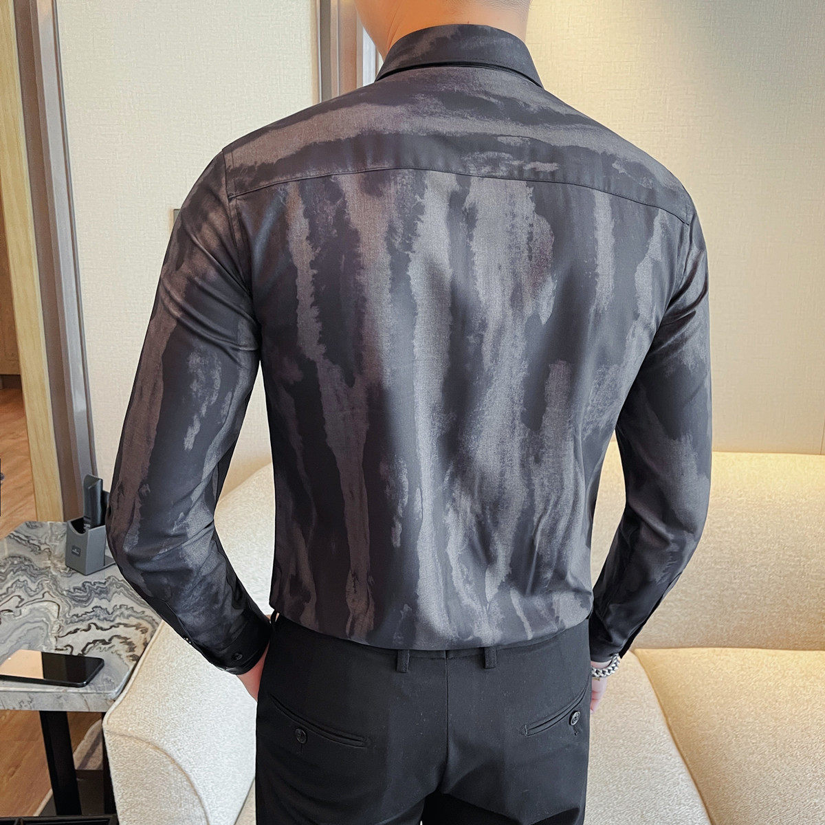 3208-P58男士衬衫秋冬新款潮流时尚百搭休闲长袖衬衣,男装衬衫,电商B333