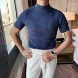 老款继续做3302-P48男士半高领T恤中领短袖针织毛衣打底衫，男装T恤，电商B333