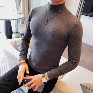 老款继续做6881-特P40   半高领长袖打底衫男士秋冬 中领百搭T恤图片